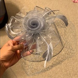 Grey color fascinator head piece